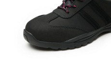 Hot selling black and pink leather women security shoes steel toe