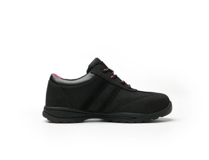Hot selling black and pink leather women security shoes steel toe