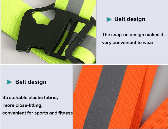 fluorescent green color reflective elastic strap safety vest belt for outside running safety